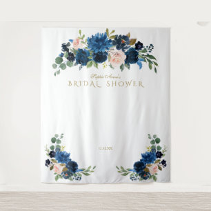 Tenture Accessoire de photomaton de mariage Fleurs Bleues 