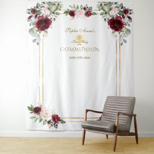 Tenture Accessoire de première communion florale rose Bour