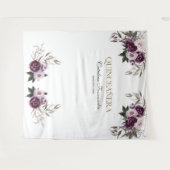 Tenture Accessoire de QUINCEAÑERA Rose Or Fleurs Roses Vio (Devant (Horizontal))