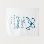 Tenture Acclamations vingt ruban d'anniversaire bleu nom d (Devant (Horizontal))