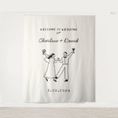 Tenture Accueil du Mariage Scribble Dessin À Main (Devant)