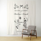 Tenture Accueil du Mariage Scribble Dessin À Main (En situation)