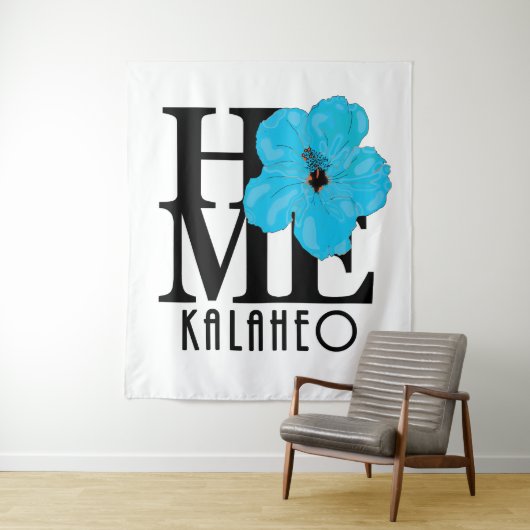 Tenture ACCUEIL Hibiscus bleu de Kalaheo (En situation)