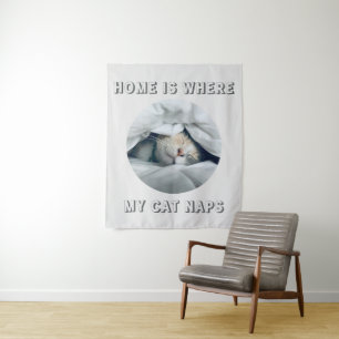 Tenture Accueil où mon chat naps photo personnalisée