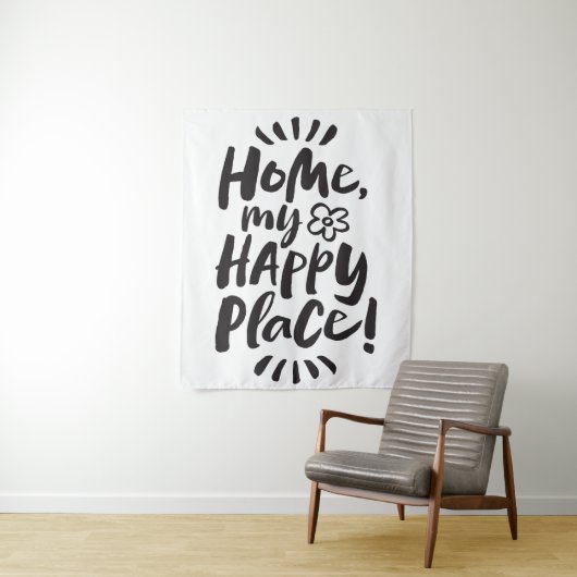 Tenture ACCUEILLE mon Happy Place ! Design moderne de lett (En situation)