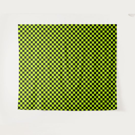 Tenture Acid green black checkerboard pattern (Devant (Horizontal))
