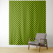 Tenture Acid green black checkerboard pattern (En situation)