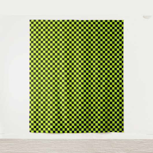Tenture Acid green black checkerboard pattern (Devant)