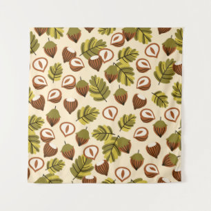 Tenture Acorns Feuilles de noisette Motif sans couture