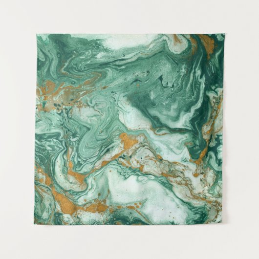 Tenture Acrylique vert doré : art de la texture marbré. (Devant)