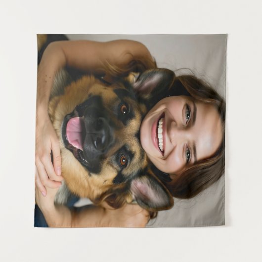 Tenture Add German Shepherd Photo Personalize (Devant (Horizontal))