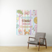 Tenture Adieu école Bonjour Fête d'été Rayures (En situation)