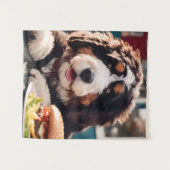 Tenture Adorable Bernerdoodle au dîner (Devant (Horizontal))