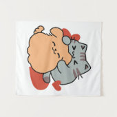 Tenture Adorable chat et chien Hug - Meow & Woof Design (Devant (Horizontal))