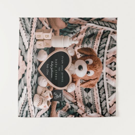 Tenture Adorable chiot ploucheux faire-part de grossesse (Devant (Horizontal))