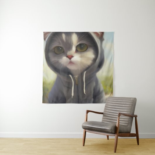 Tenture Adorable et chaton doux portant un Sweat - shirt à (En situation)