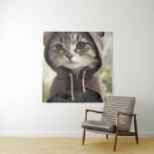 Tenture Adorable Kitten portant un Sweat - shirt à capuche (En situation)