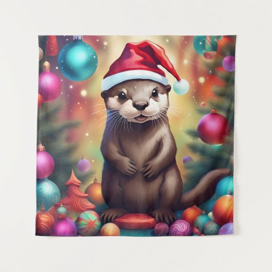 Tenture adorable Otter de Noël (Devant)