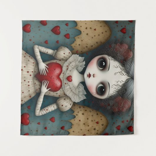 Tenture Adorable poupée gothique de Saint-Valentin (Devant (Horizontal))