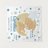 Tenture Adorable Teddy Bear Baby Boy Stats de naissance (Devant (Horizontal))