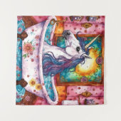 Tenture Adorable Unicorn bleu et mauve mane dans le bain (Devant (Horizontal))