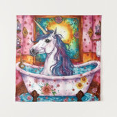 Tenture Adorable Unicorn bleu et mauve mane dans le bain (Devant)