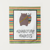 Tenture Adventure Await Boho Bear Nursery Art (Devant)