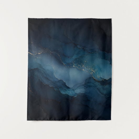Tenture Affiche abstraite Deep Tide Teal Gold Ocean (Devant)
