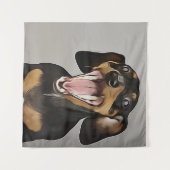 Tenture Affiche d'anniversaire de teckel bâillant teckel (Devant (Horizontal))