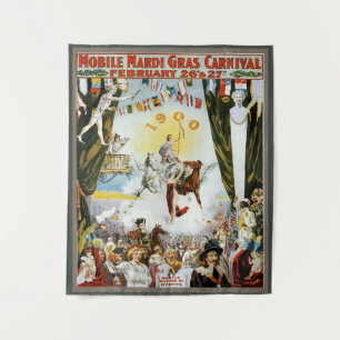 Tenture Affiche d'art vintage de 1900 du carnaval Mardi Gr