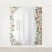 Tenture Affiche de baptême à fleurs roses, événement relig (Devant)