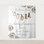 Tenture Affiche de bienvenue Baby shower Cowboy. (Devant)