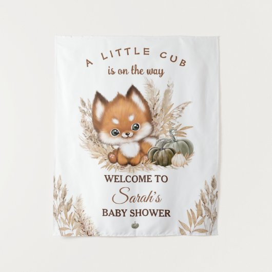 Tenture Affiche de bienvenue Baby shower Fall Little Fox (Devant)