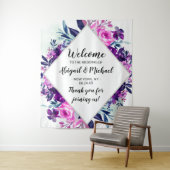 Tenture Affiche de bienvenue Mariage florale pourpre encha (En situation)