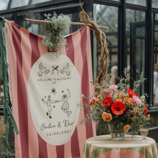 Tenture Affiche de bienvenue Mariage Scribble à main