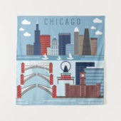 Tenture Affiche de Chicago l'Illinois (Devant (Horizontal))