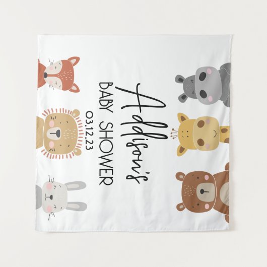 Tenture Affiche de fête de bébé animal moderne (Devant (Horizontal))