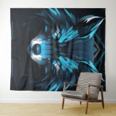 Tenture affiche de loup solitaire majestueux. (En situation (horizontale))