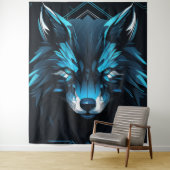 Tenture affiche de loup solitaire majestueux. (En situation)