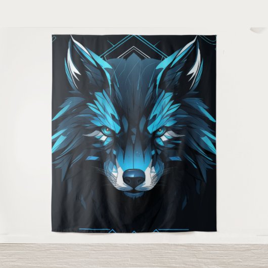 Tenture affiche de loup solitaire majestueux. (Devant)