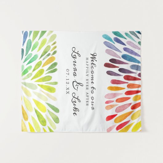 Tenture Affiche de mariage arc-en-ciel (Devant (Horizontal))