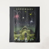 Tenture Affiche de voyage illustrée de Copenhague vintage (Devant)