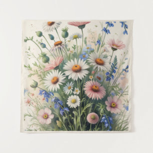 Tenture Affiche de watercolor de fleurs sauvages botanique