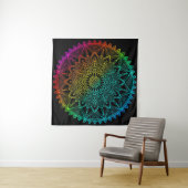 Tenture Affiche Mandala Arc-en-Ciel Noir (En situation (horizontale))