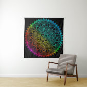 Tenture Affiche Mandala Arc-en-Ciel Noir (En situation)