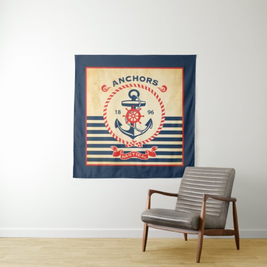 Tenture Affiche nautique vintage (En situation (horizontale))