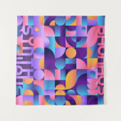 Tenture Affiche Synthwave Bauhaus Neon #2 violet foncé ros (Devant (Horizontal))