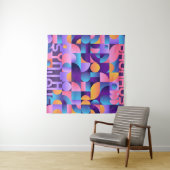 Tenture Affiche Synthwave Bauhaus Neon #2 violet foncé ros (En situation (horizontale))