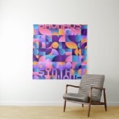 Tenture Affiche Synthwave Bauhaus Neon #2 violet foncé ros (En situation)