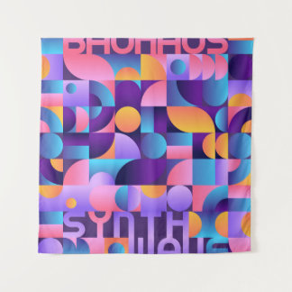 Tenture Affiche Synthwave Bauhaus Neon #2 violet foncé ros